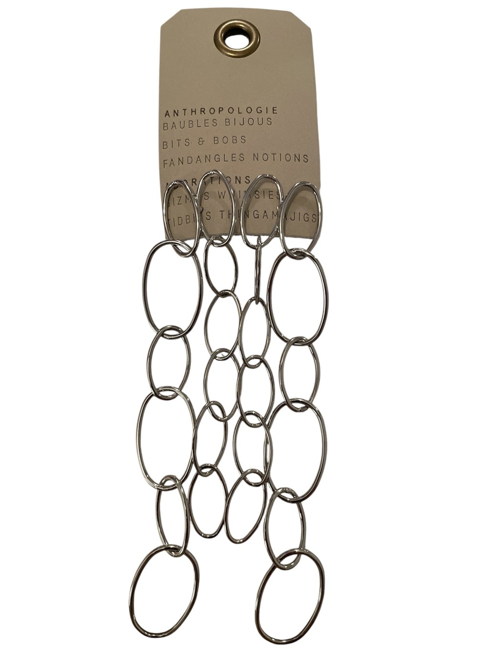 Anthropologie Polished Silver Oval-Link Chain Earrings